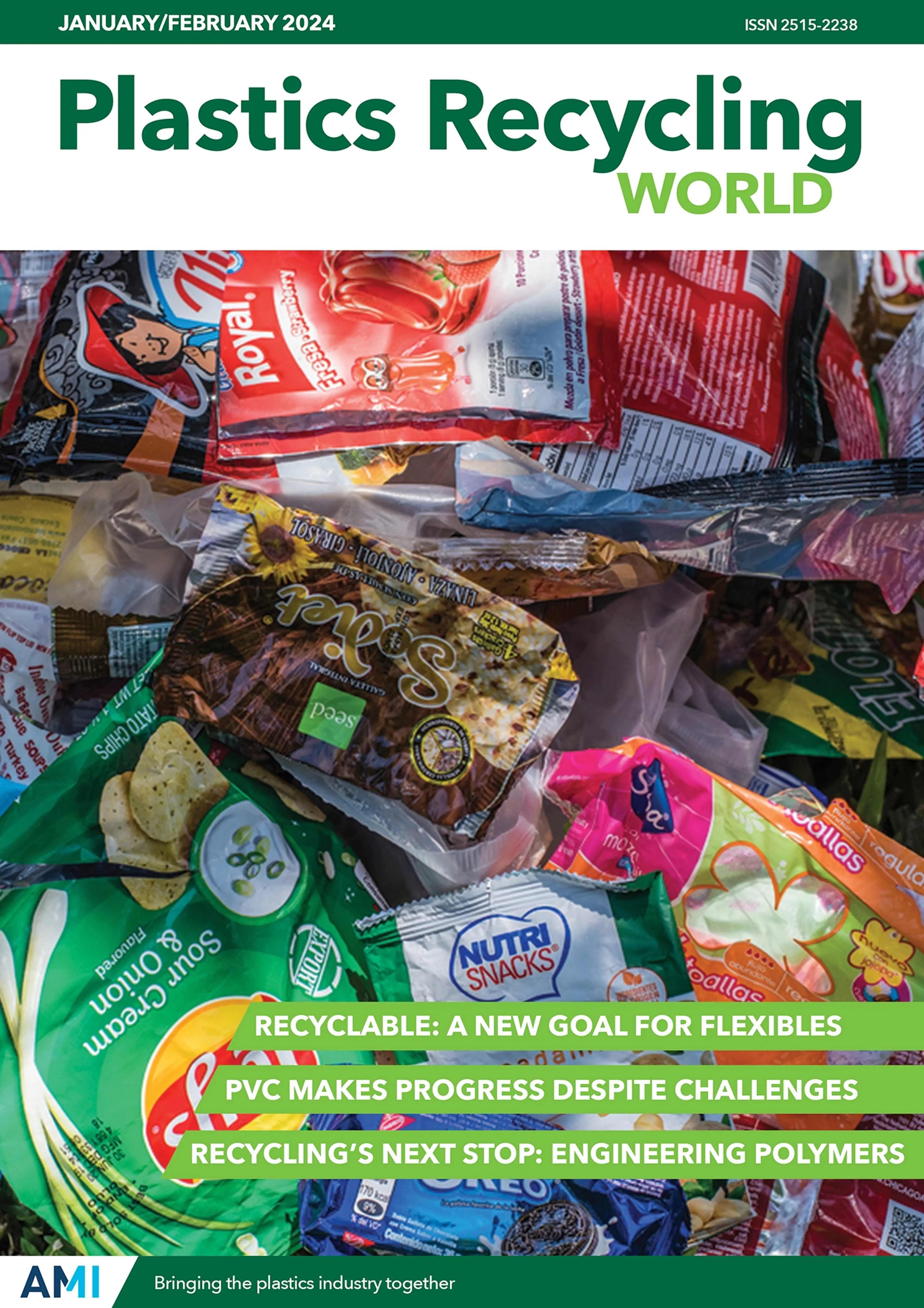 AMI's Plastics Recycling World magazine Jan/Feb cover image