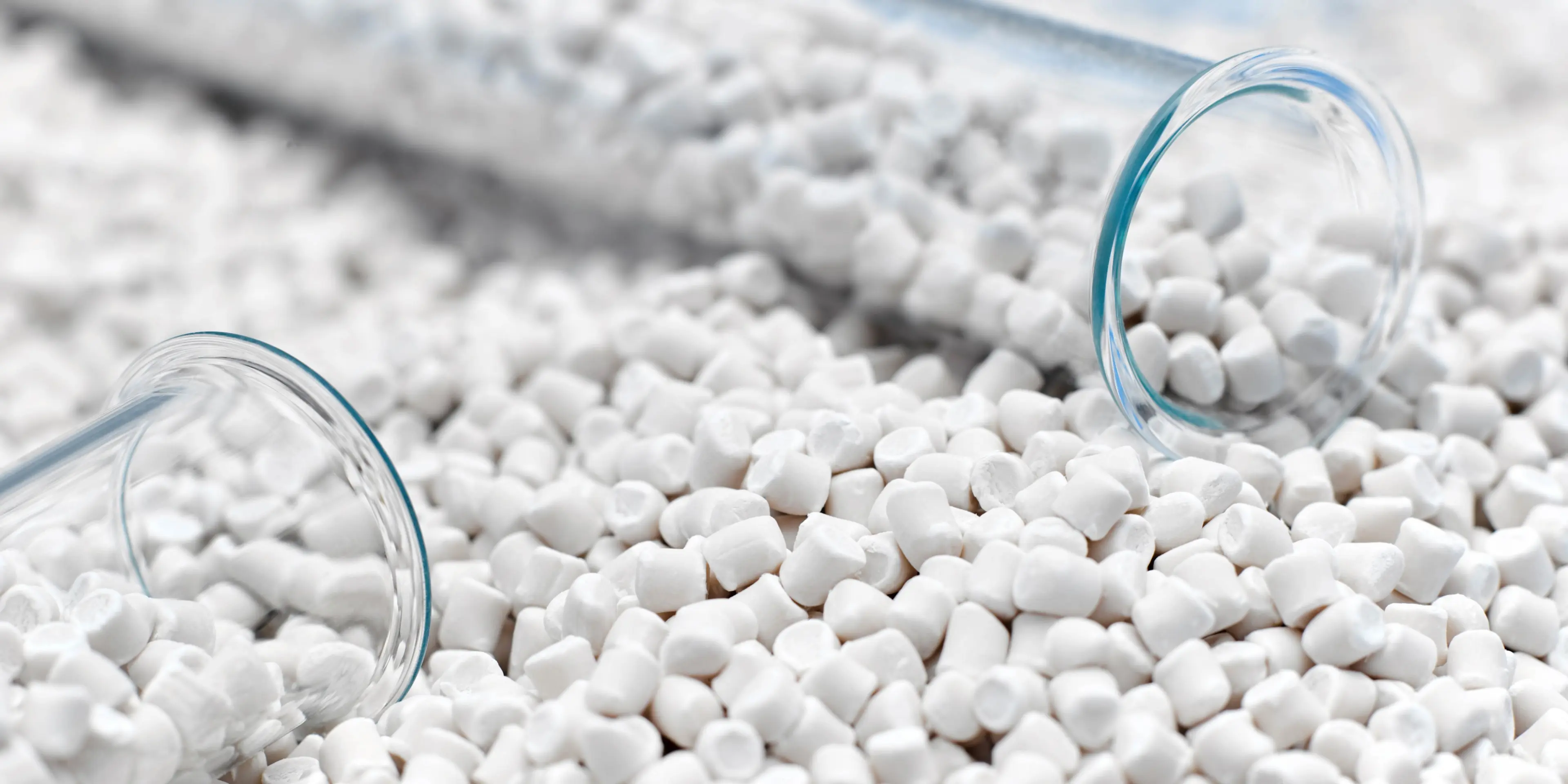 A closeup of a granule of plastic polymers