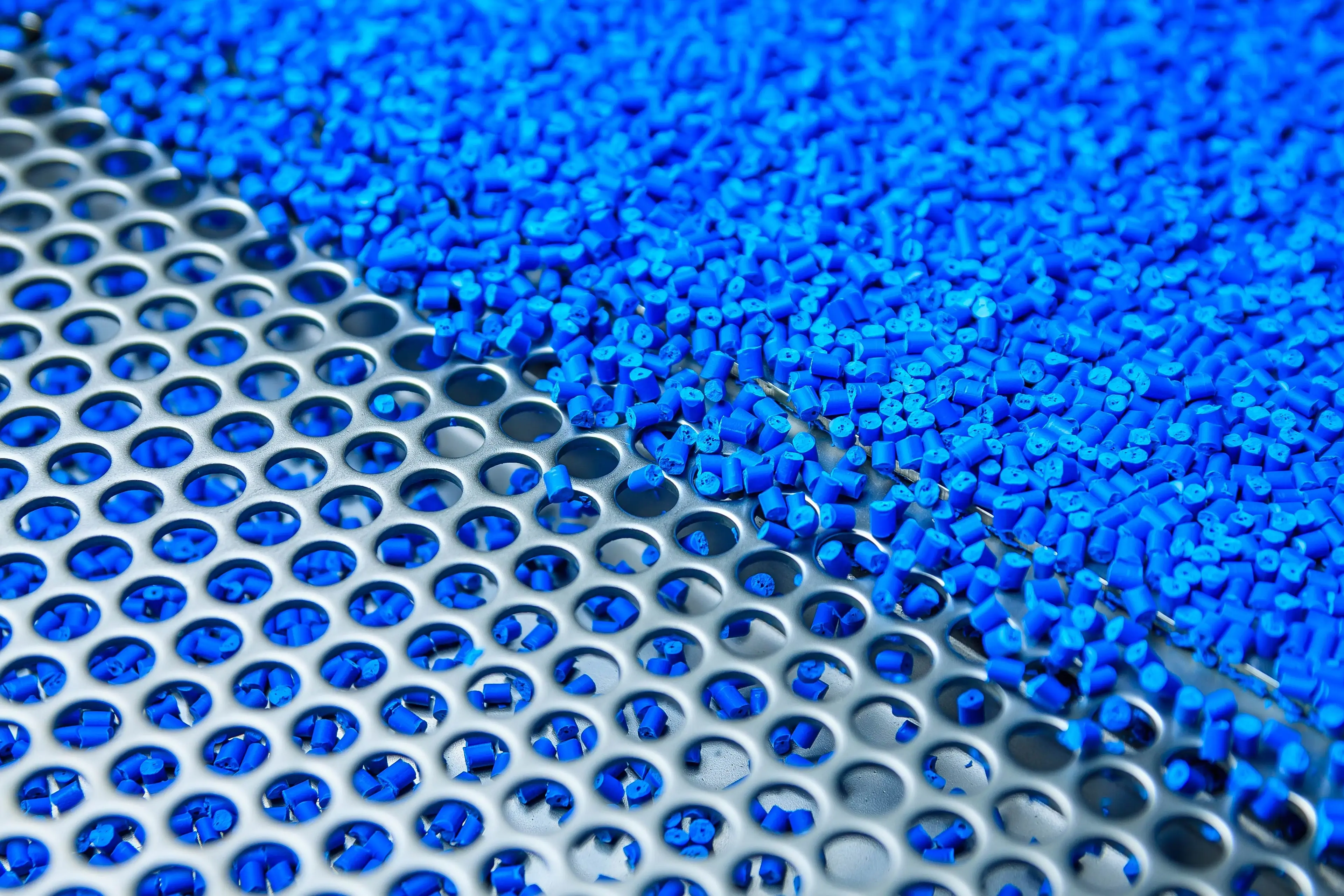 Blue plastic pellets