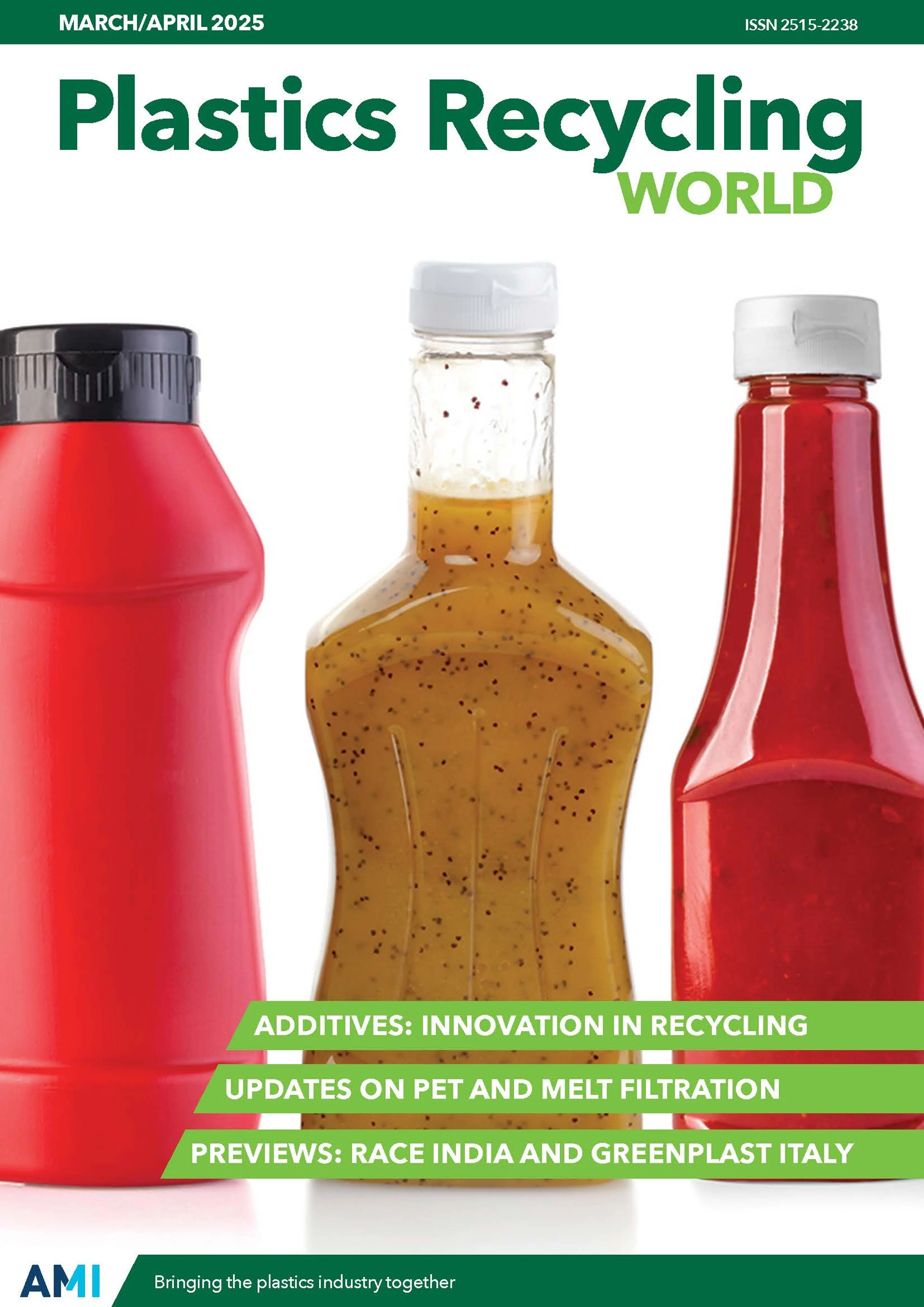 Cover of AMI's Plastics Recycling World April 2025 issue
